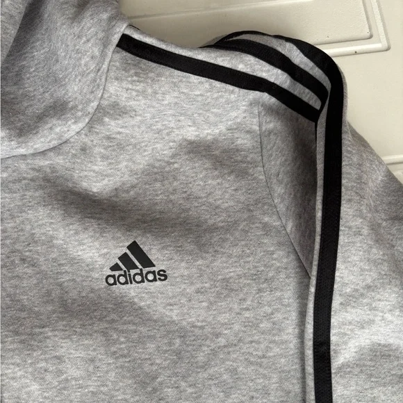 Adidas Men’s Hooded Sweatshirt Gray/Black Size Small - Picture 4 of 7